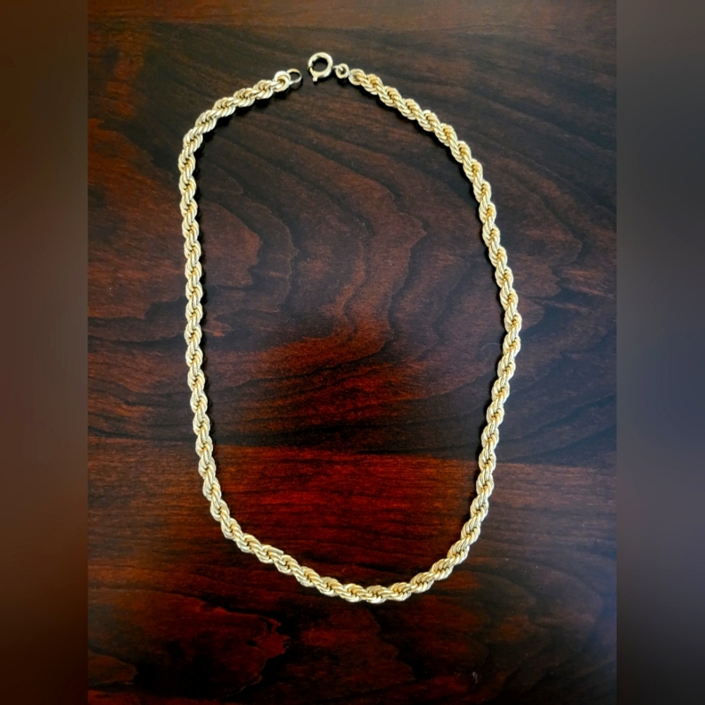 Elegant Gold Rope Chain Necklace 16in